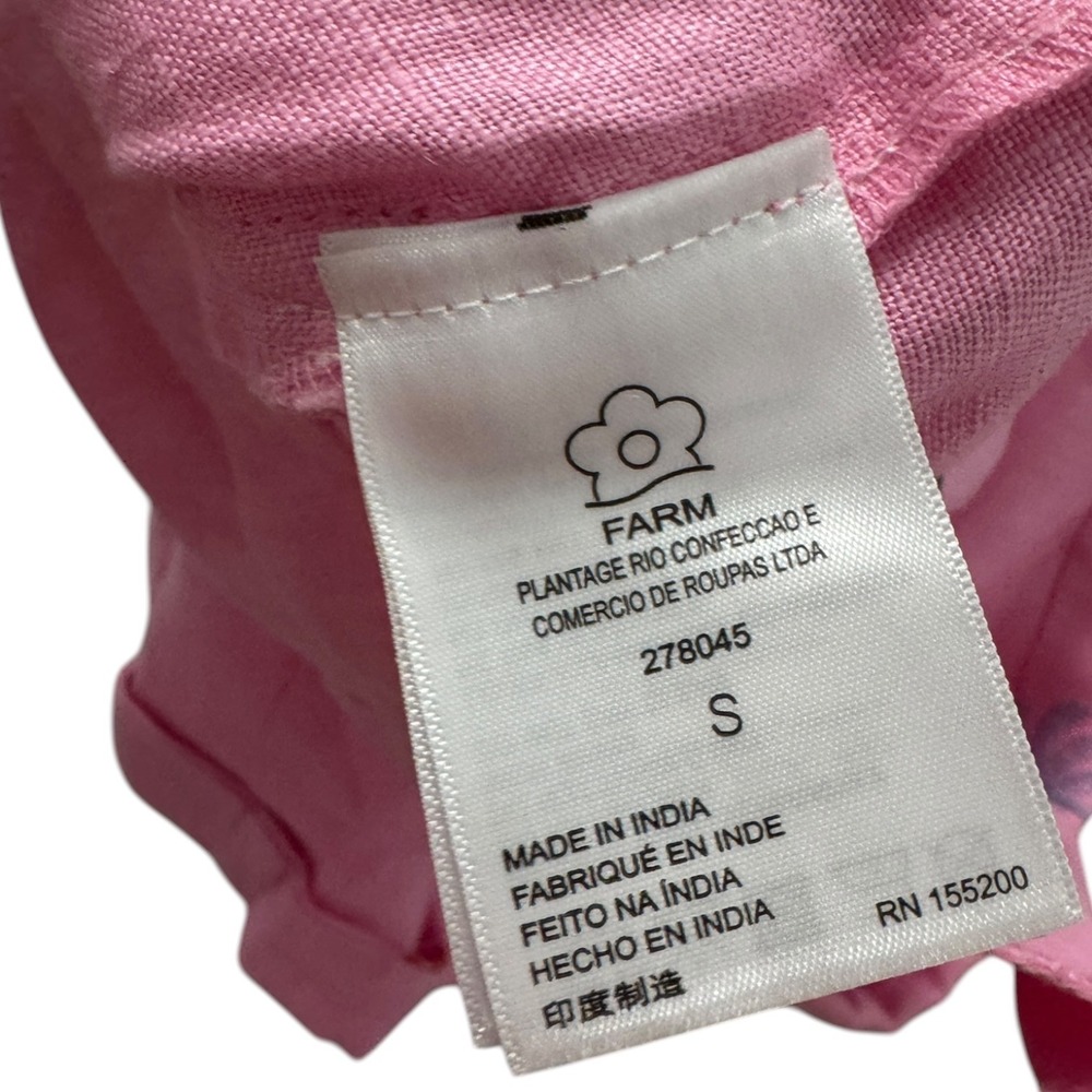 Farm Rio Anthropologie Womens Shorts S Pink Linen Palm Tree Embroidered NWT - Picture 8 of 9